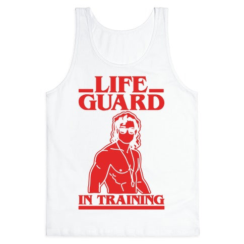 Life Guard In Training Parody White Print Tank Top