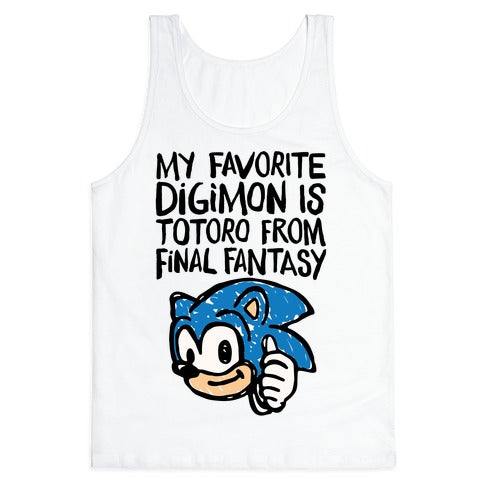My Favorite Digimon Is Totoro From Final Fantasy Parody Tank Top