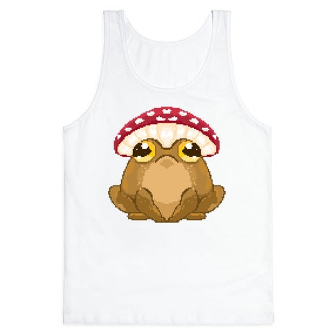 Pixelated Toad in Mushroom Hat Tank Top