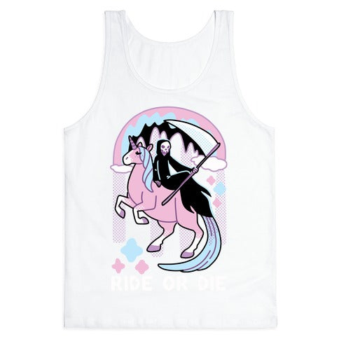 Ride or Die - Grim Reaper and Unicorn Tank Top