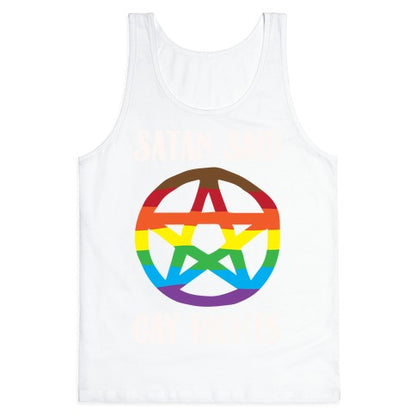 Satan Said Gay Rights White Print Tank Top