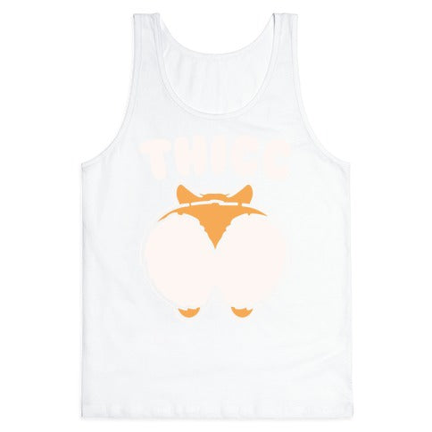 Thicc Corgi Butt Parody White Print Tank Top