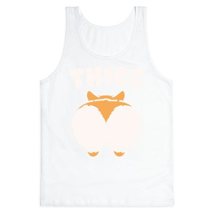 Thicc Corgi Butt Parody White Print Tank Top