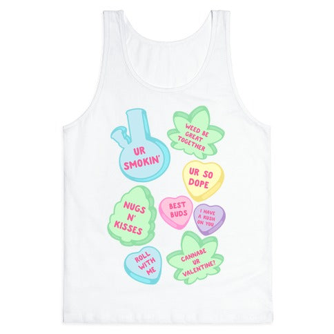 Weed Candy Hearts Pattern Tank Top