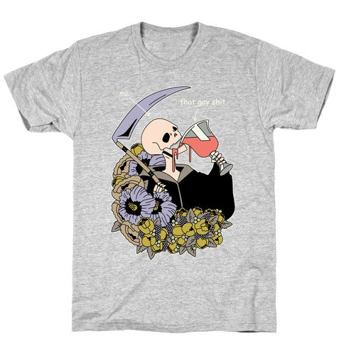 Skeleton Drinking Wine T-Shirt