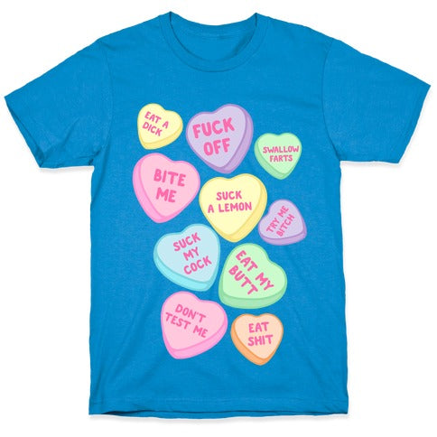 Rude Sassy Candy Hearts Pattern T-Shirt