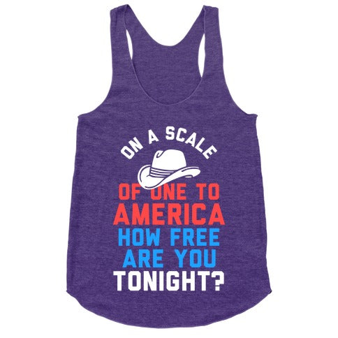 On a Scale of One To America (White Ink) Racerback Tank