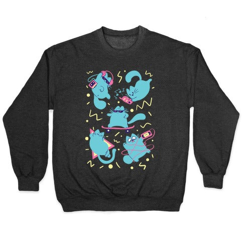 90's Cats Pattern Crewneck Sweatshirt