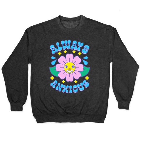 Always Anxious Cartoon Flower Crewneck Sweatshirt