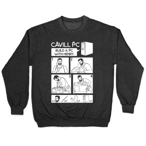 Cavill PC Parody White Print Crewneck Sweatshirt