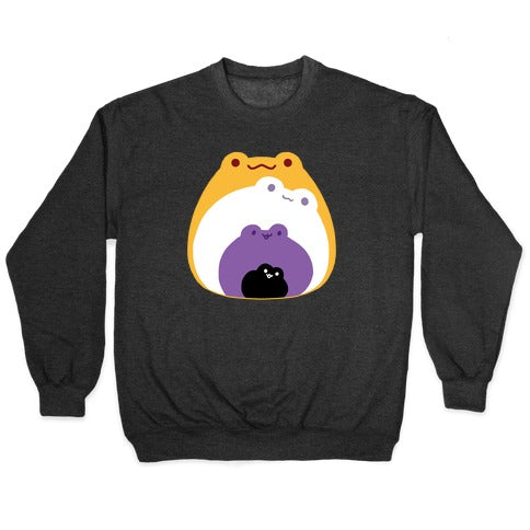 Frogs In Frogs In Frogs Nonebinary Pride Crewneck Sweatshirt
