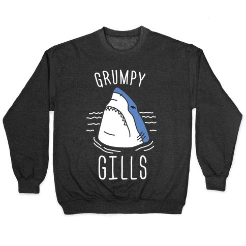 Grumpy Gills Shark (White) Crewneck Sweatshirt