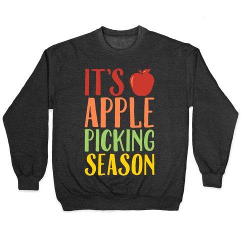 It's Apple Picking Season White Print Crewneck Sweatshirt