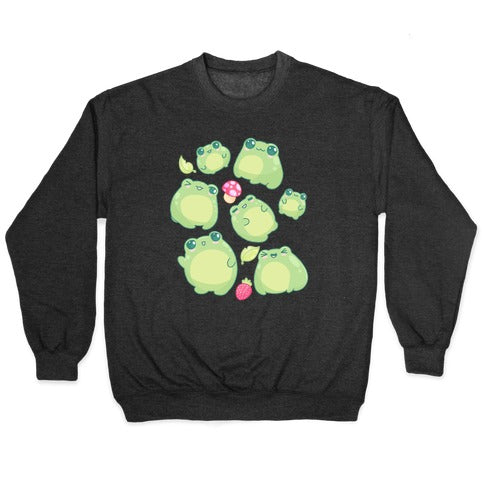 Kawaii Frogs Pattern Crewneck Sweatshirt
