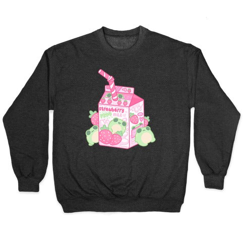 Kawaii Strawberry Frog Milk Crewneck Sweatshirt