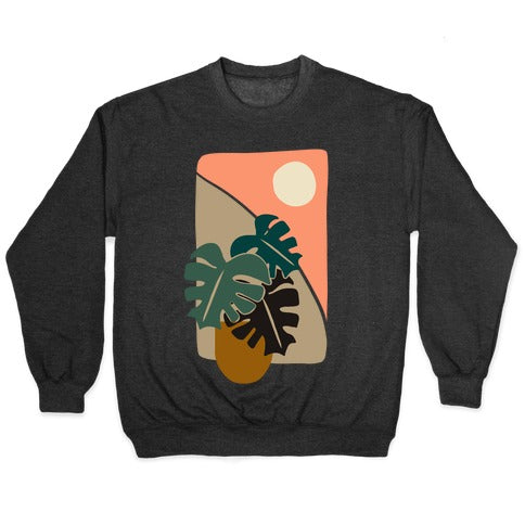 Minimalist Monstera Illustration Crewneck Sweatshirt