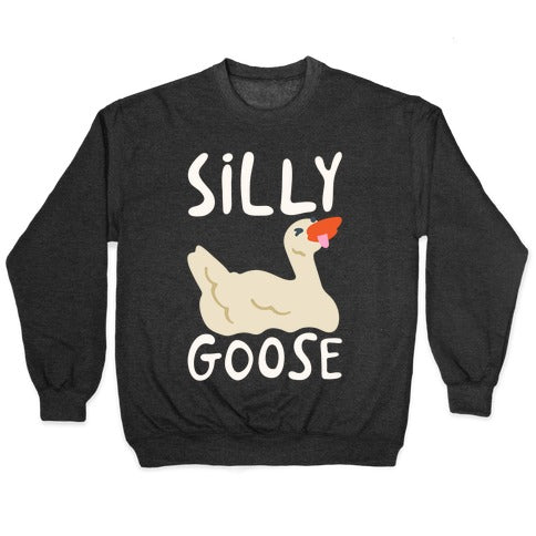 Silly Goose White Print Crewneck Sweatshirt