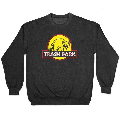 Trash Park Raccoon Parody White Print Crewneck Sweatshirt