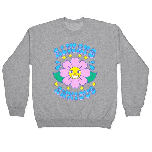 Always Anxious Cartoon Flower Crewneck Sweatshirt