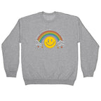 Barely Holding It Together Rainbow Smiley Crewneck Sweatshirt