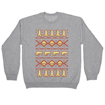 Dicks and Butts Ugly Sweater Pattern Crewneck Sweatshirt