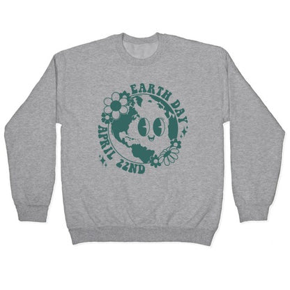 Earth Day Retro Cartoon Crewneck Sweatshirt