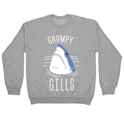 Grumpy Gills Shark (White) Crewneck Sweatshirt