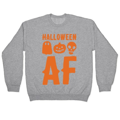 Halloween AF White Print Crewneck Sweatshirt