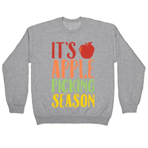 It's Apple Picking Season White Print Crewneck Sweatshirt