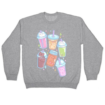 Kawaii Cat Cafe Drinks Crewneck Sweatshirt