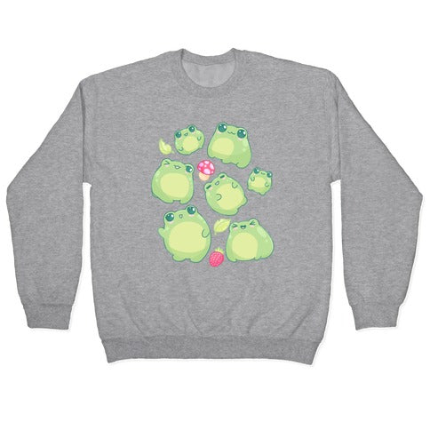 Kawaii Frogs Pattern Crewneck Sweatshirt