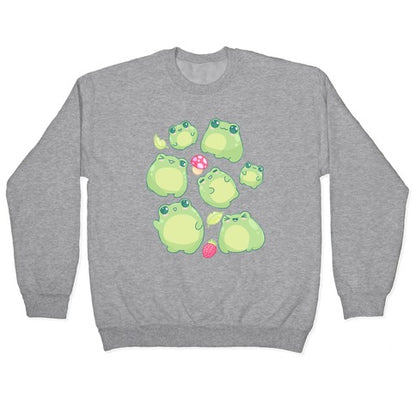 Kawaii Frogs Pattern Crewneck Sweatshirt