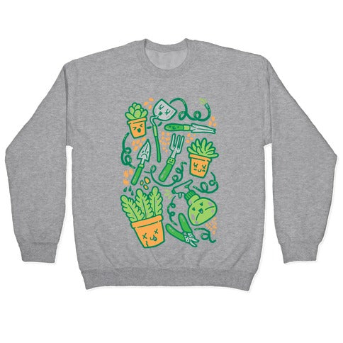 Kawaii Plants and Gardening Tools Crewneck Sweatshirt