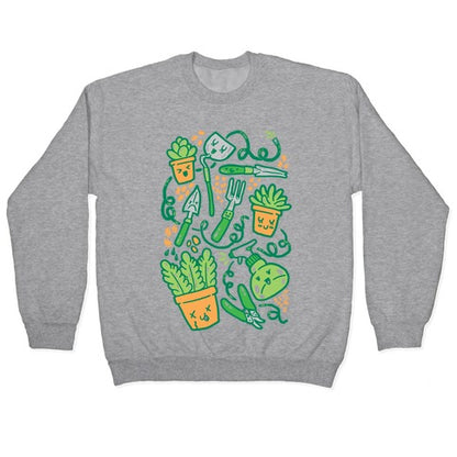 Kawaii Plants and Gardening Tools Crewneck Sweatshirt