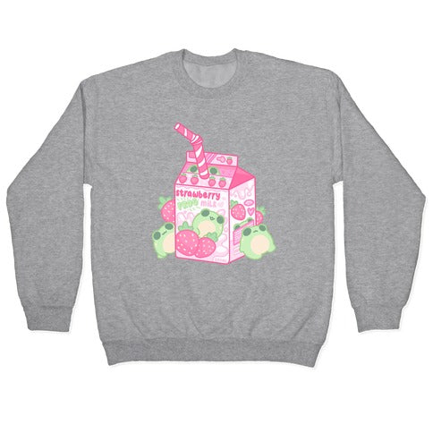 Kawaii Strawberry Frog Milk Crewneck Sweatshirt