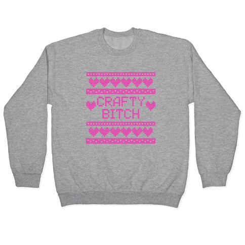 Light Pink Crafty Bitch Knitting Pattern Crewneck Sweatshirt