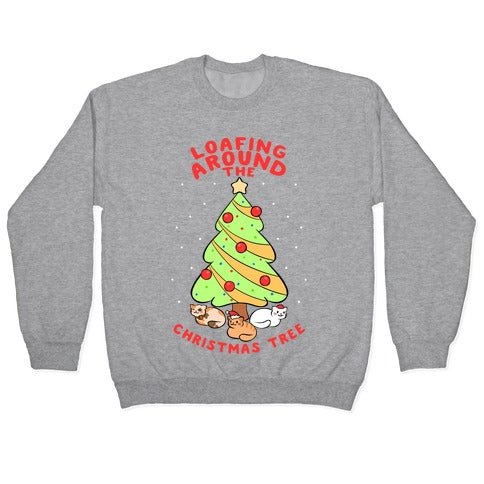 Loafing Around The Christmas Tree Crewneck Sweatshirt