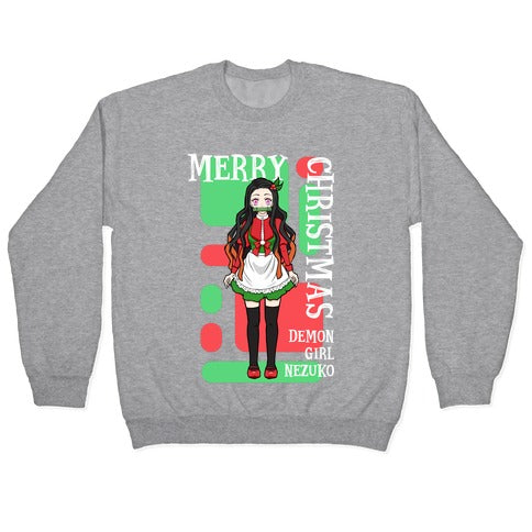 Merry Christmas Demon Girl Nezuko Crewneck Sweatshirt