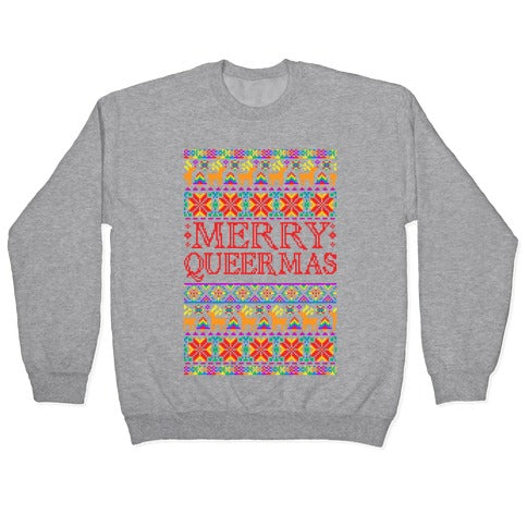 Merry Queermas Gay Pride Christmas Sweater Crewneck Sweatshirt