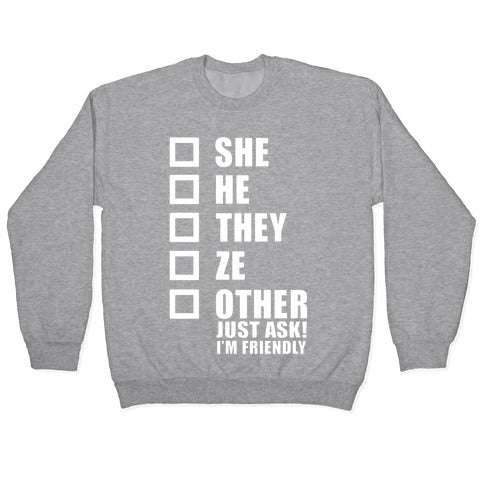 Pronoun Check List Crewneck Sweatshirt