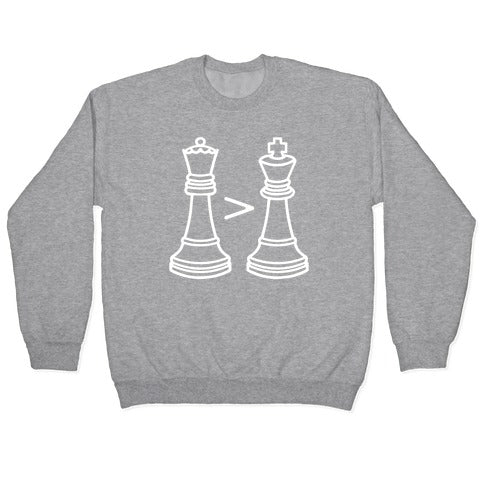 Queen Takes King White Print Crewneck Sweatshirt