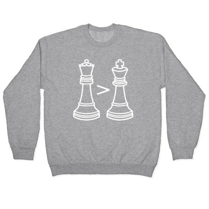 Queen Takes King White Print Crewneck Sweatshirt