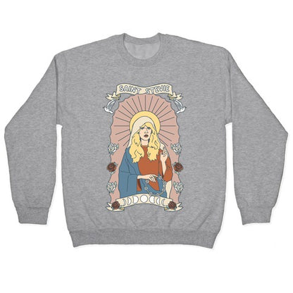 Saint Stevie Parody White Print Crewneck Sweatshirt