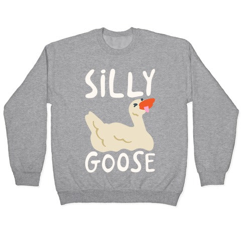 Silly Goose White Print Crewneck Sweatshirt