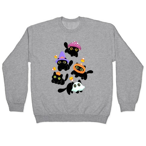 Spooky Black Cats Pattern Crewneck Sweatshirt