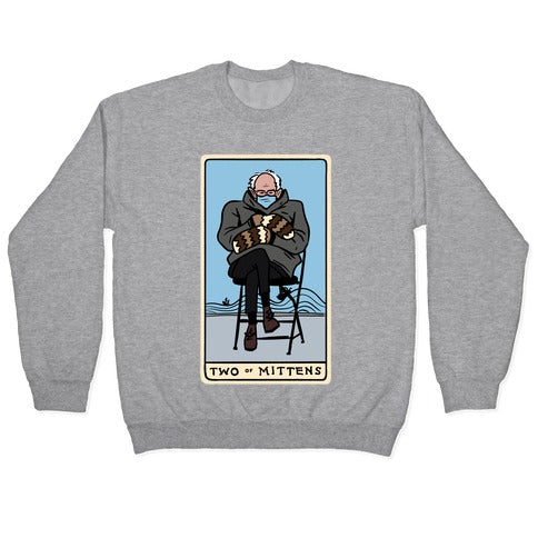 Two of Mittens (Bernie Tarot Parody) Crewneck Sweatshirt