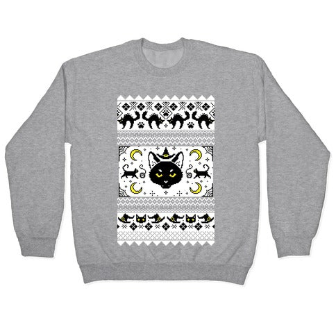 Witchy Black Cats Ugly Sweater Crewneck Sweatshirt