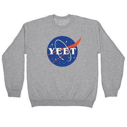 Yeet Nasa Logo Parody White Print Crewneck Sweatshirt