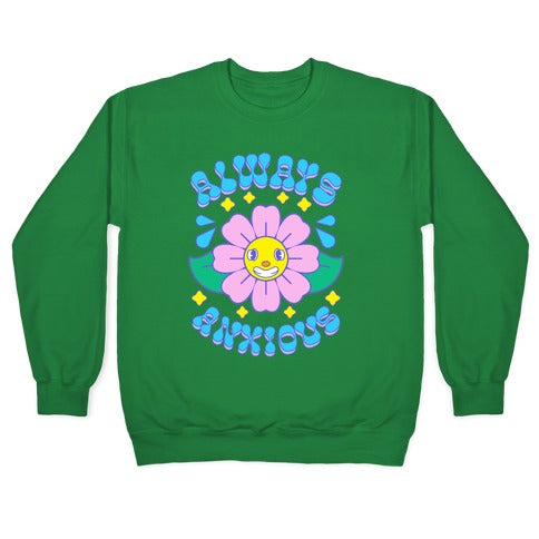 Always Anxious Cartoon Flower Crewneck Sweatshirt