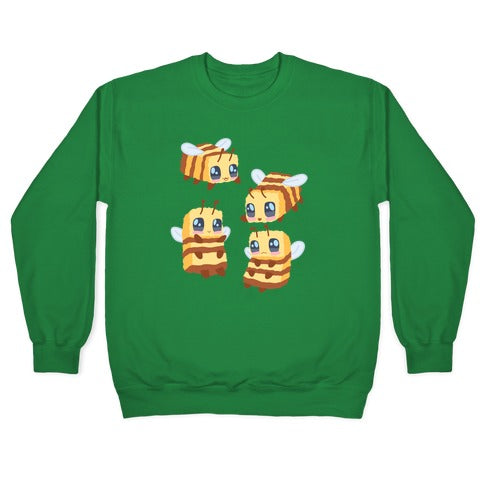 Cute Cubic Bee Pattern Crewneck Sweatshirt